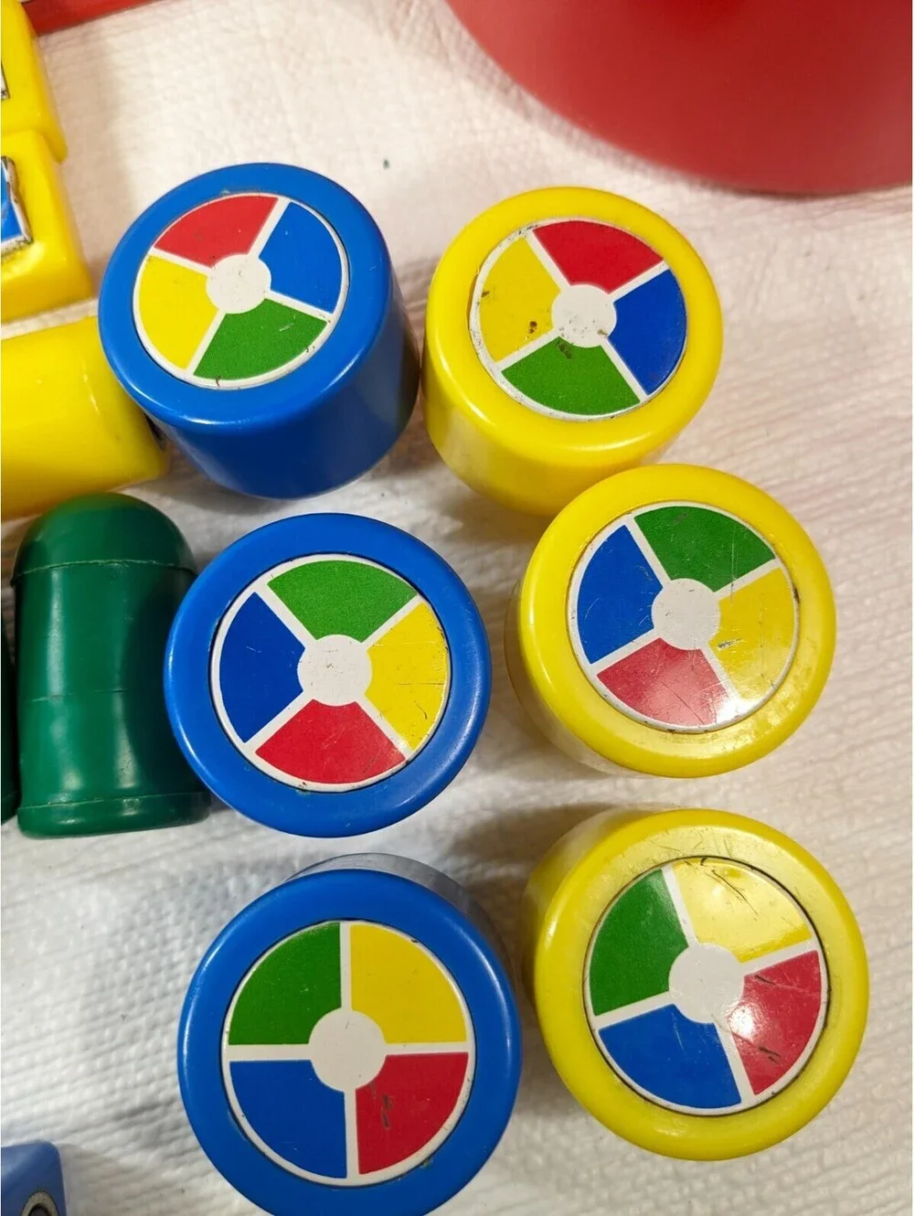 Vintage Hilco Bucket set 22 Magnet Blocks magnetic building toy rainbow primary
